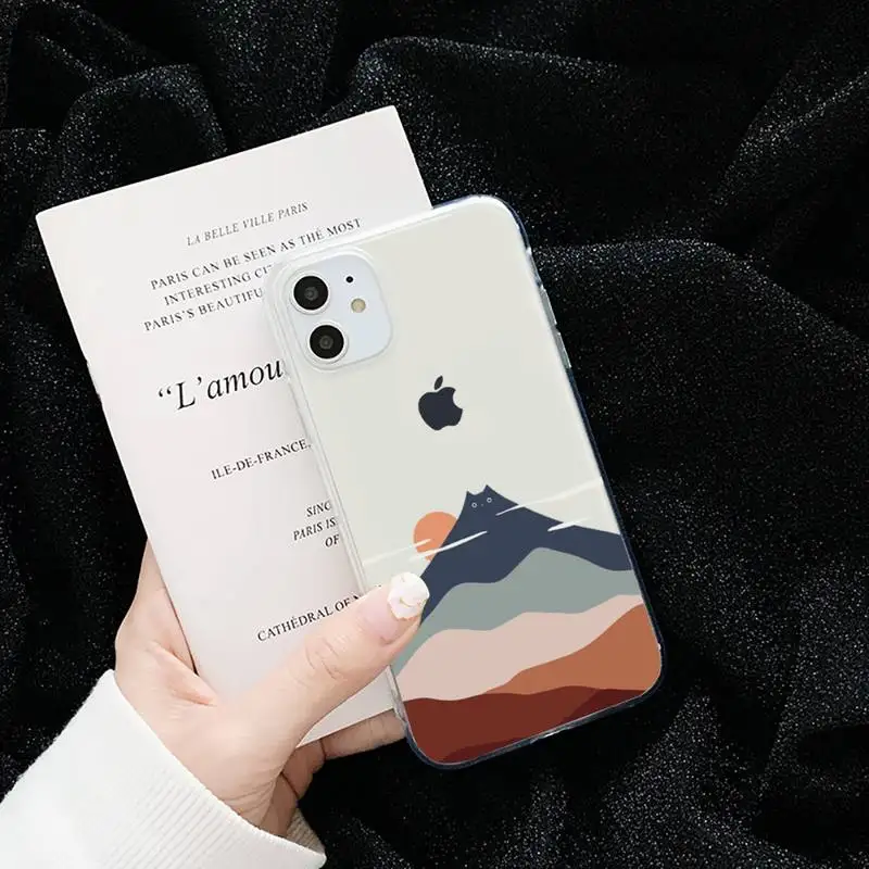 Creative cat mountain Minimalist design Phone Case Transparent for iPhone 6 7 8 11 12 s mini pro X XS XR MAX Plus cover shell
Creative cat mountain Minimalist design Phone Case Transparent for iPhone 6 7 8 11 12 s mini pro X XS XR MAX Plus cover shell