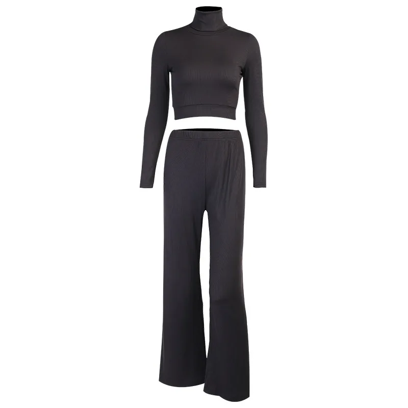 Fashion High-waist Wide-leg Pants Suit Two-piece Long-sleeved High-necked Tops Street Hipster Slim Suit Casual Sportswear Women
Fashion High-waist Wide-leg Pants Suit Two-piece Long-sleeved High-necked Tops Street Hipster Slim Suit Casual Sportswear Women