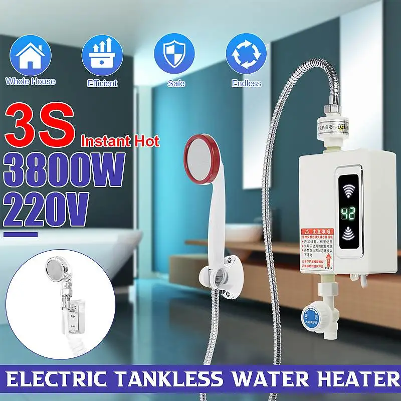 Bathroom Instant Water Heater with Shower Head Home Hot Shower Water Heaters LCD Digital Temperature Display 3-second Fast Heat
Bathroom Instant Water Heater with Shower Head Home Hot Shower Water Heaters LCD Digital Temperature Display 3-second Fast Heat