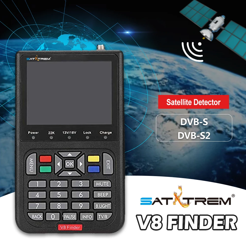 Satxtrem V8 Finder DVB-S2/S2X Satellite Finder Satellite DVB S2 Satfinder Full HD FTA Satellite Signal Meter SAT Finder
Satxtrem V8 Finder DVB-S2/S2X Satellite Finder Satellite DVB S2 Satfinder Full HD FTA Satellite Signal Meter SAT Finder
