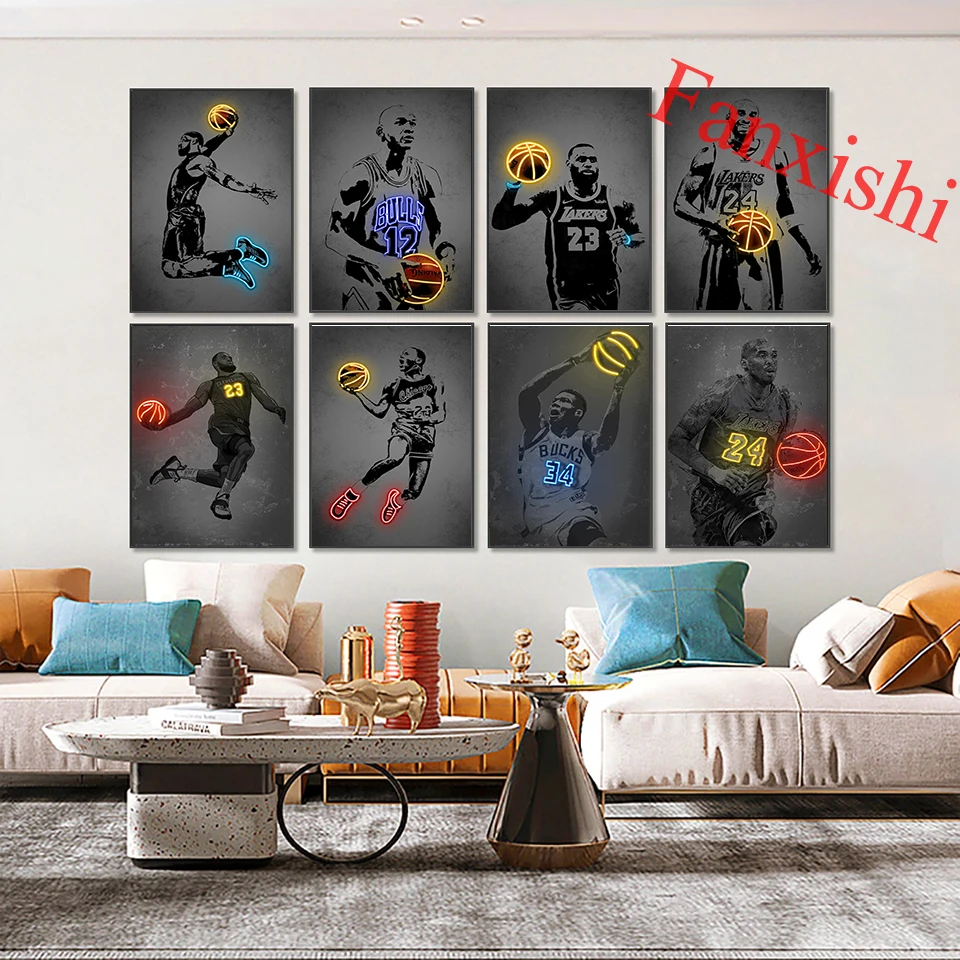 Basketball Superstar Poster, Neon Effect Canvas Prints, Sports Art Prints Painting,Wall Pictures For Living Room Decor Man Gift
Basketball Superstar Poster, Neon Effect Canvas Prints, Sports Art Prints Painting,Wall Pictures For Living Room Decor Man Gift