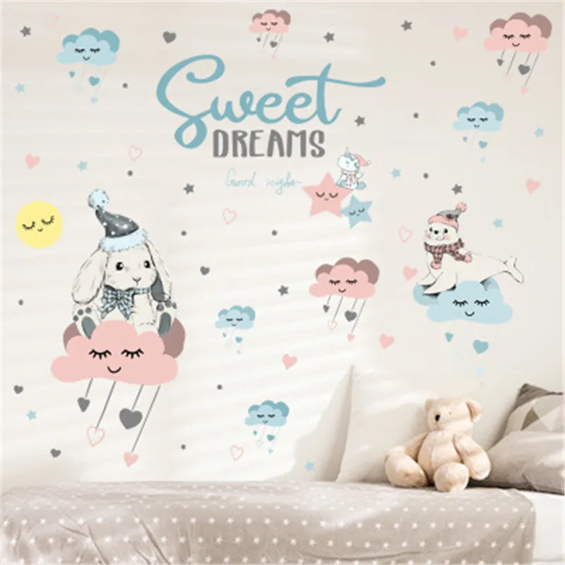 С мультипликационным рисунком «облака», кролик сладкий сон настенные наклейки для детской комнаты для маленьких девочек Спальня Наклейки ...
С мультипликационным рисунком «облака», кролик сладкий сон настенные наклейки для детской комнаты для маленьких девочек Спальня Наклейки ...