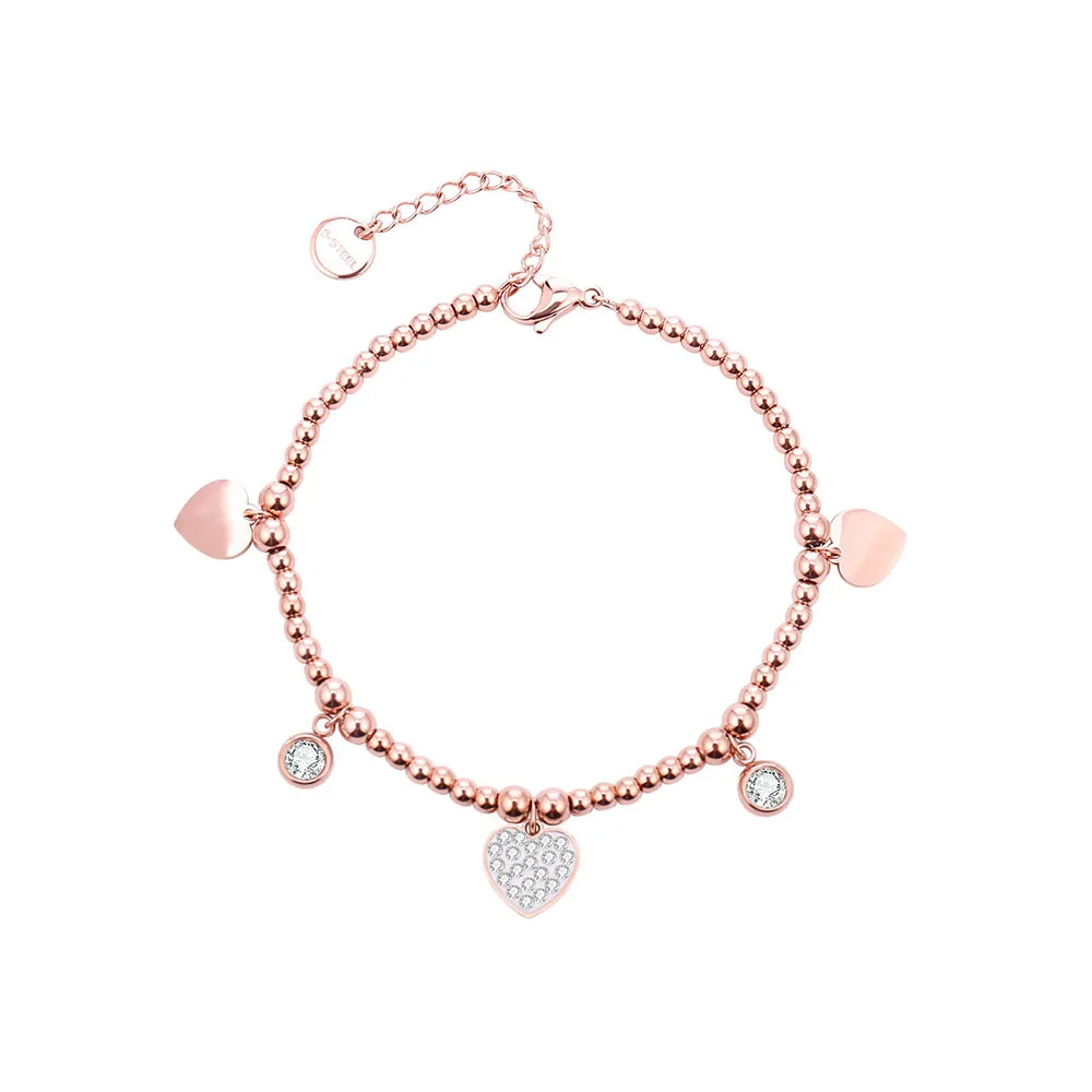 Women's Heart Charm Bracelets Rose Gold Silver Color Stainless Steel Beaded Chain Bracelets For Woman Trend Jewelry Gift 2021
Women's Heart Charm Bracelets Rose Gold Silver Color Stainless Steel Beaded Chain Bracelets For Woman Trend Jewelry Gift 2021
