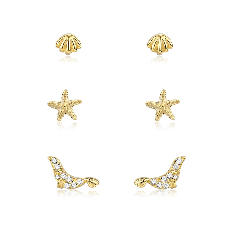 ZEMIOR 100% 925 Sterling Silver Ocean Shell Seal And Sea Star Earrings For Women Luxury Gold Color Tiny Stud Earring Jewelry
ZEMIOR 100% 925 Sterling Silver Ocean Shell Seal And Sea Star Earrings For Women Luxury Gold Color Tiny Stud Earring Jewelry