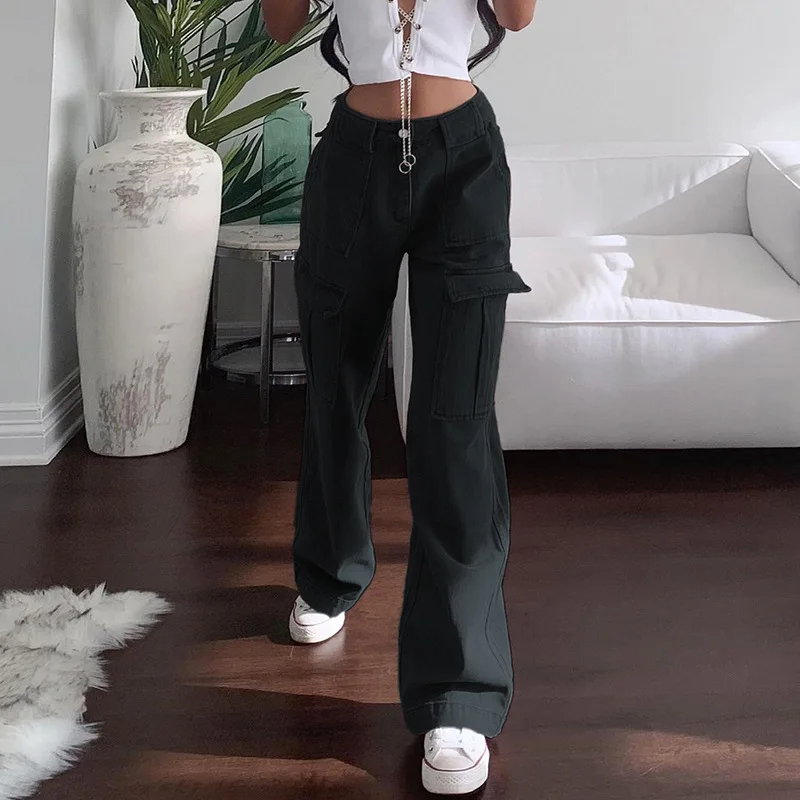 2021 Women Autumn Loose Mid Waist Solid Color Straight Pants Pockets Fashion Harajuku Trouser Casual Party Club Streetwear
2021 Women Autumn Loose Mid Waist Solid Color Straight Pants Pockets Fashion Harajuku Trouser Casual Party Club Streetwear