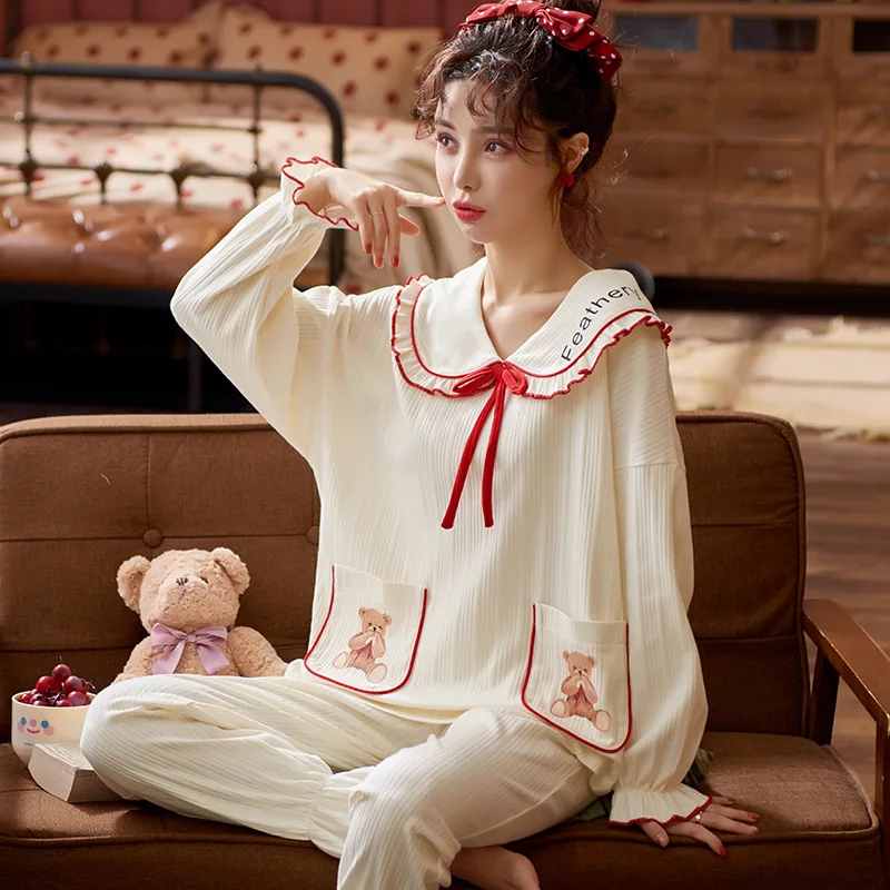 Pajamas Female Spring Autumn Long Sleeve Student Lovely Home Wear 2021 New Fashion Women's Leisure Suit Can Be Worn Out
Pajamas Female Spring Autumn Long Sleeve Student Lovely Home Wear 2021 New Fashion Women's Leisure Suit Can Be Worn Out