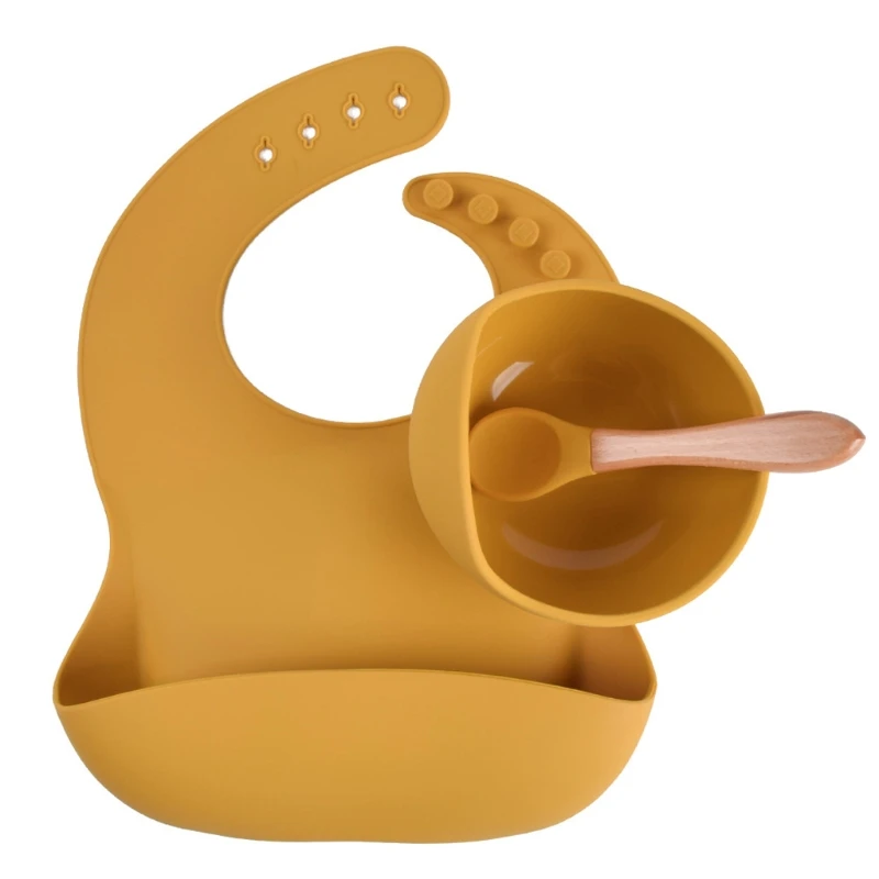 3-piece baby feeding set, food-grade silicone non-slip suction tableware, children's BPA-free waterproof bib, bowl, spoon, table
3-piece baby feeding set, food-grade silicone non-slip suction tableware, children's BPA-free waterproof bib, bowl, spoon, table