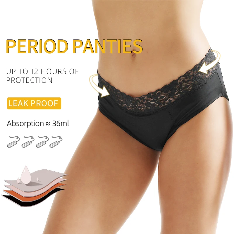 Teenager Period Panites Leakproof Physiological Women Underwear 4-layer Sexy Lace Heavy Absortion Bamboo Fiber Menstrual Panties
Teenager Period Panites Leakproof Physiological Women Underwear 4-layer Sexy Lace Heavy Absortion Bamboo Fiber Menstrual Panties