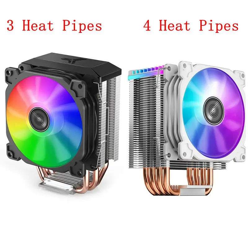 RGB CPU Cooler Silent PWM Fan Colorful RGB Radiator with 3/4Pcs Copper Tube Low Profile for intel/amd/LGA 775/1156 
RGB CPU Cooler Silent PWM Fan Colorful RGB Radiator with 3/4Pcs Copper Tube Low Profile for intel/amd/LGA 775/1156
