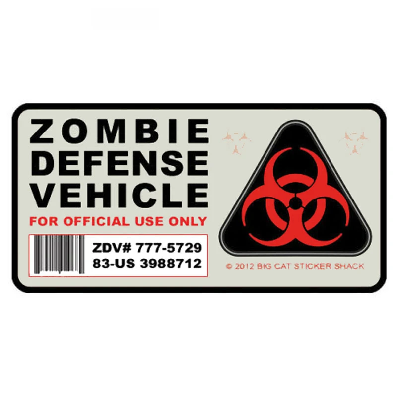 Amusing Zombie Defense Vehicle Car Sticker Window Decal Automobile Motorcycle Parts Waterproof Decals PVC 12cm*6cm | Автомобили и