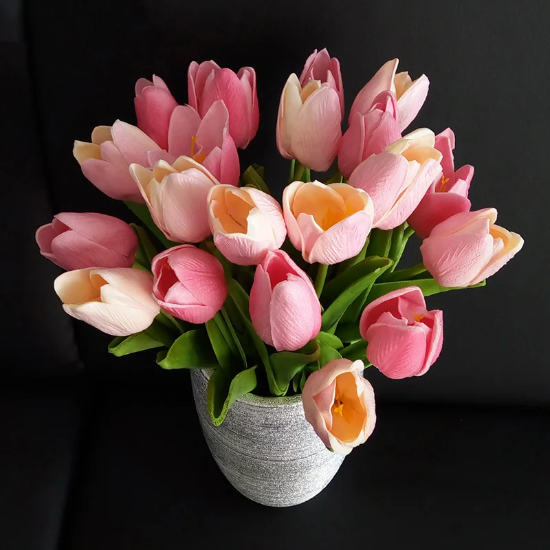 Искусственные цветы тюльпан настоящий букет цветов на ощупь семейная вечерние