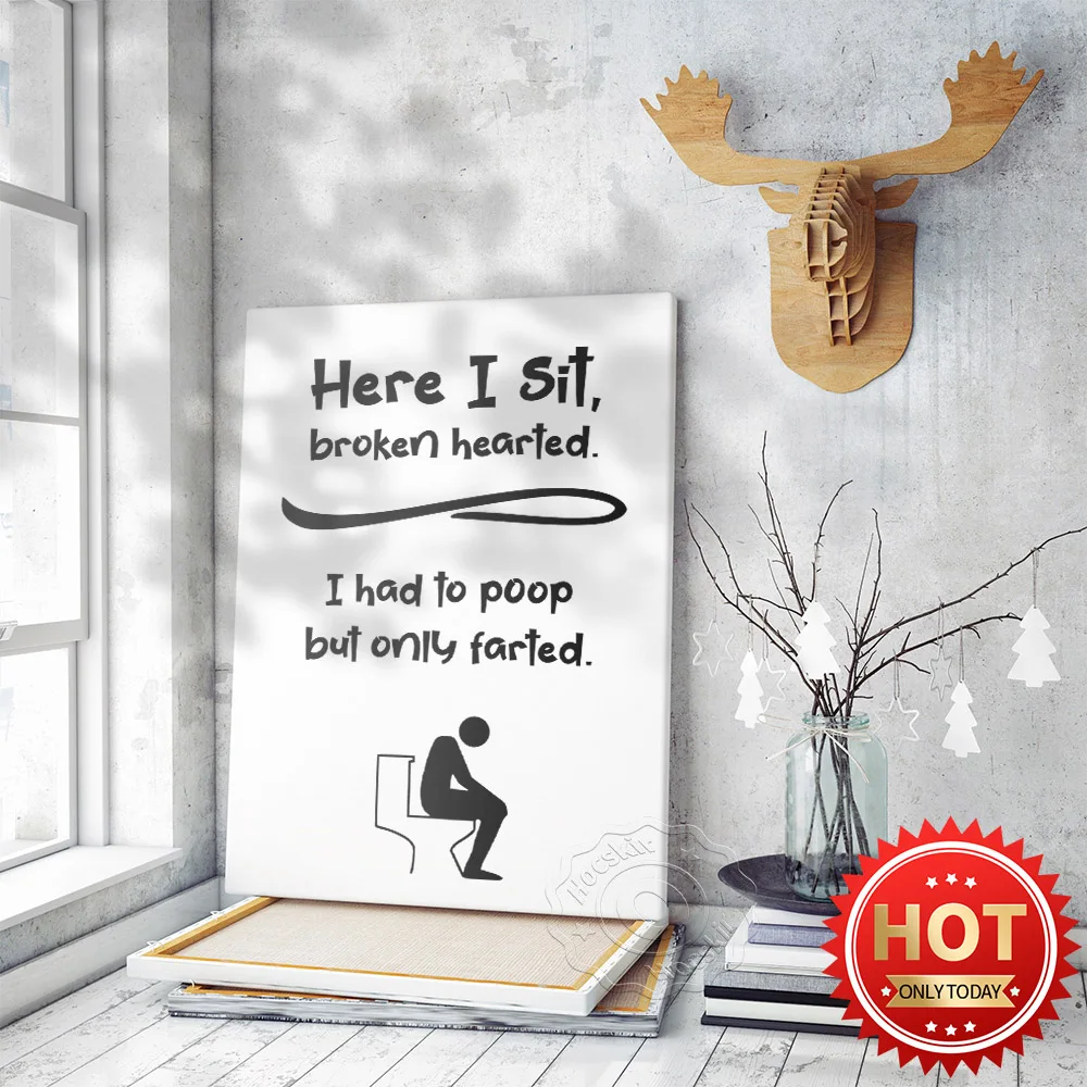 Funny Toilet Black and White Poster, Restroom Wall Art Canvas Painting, Prints Art Interesting Words Poster WC Shower Home Decor 
Funny Toilet Black and White Poster, Restroom Wall Art Canvas Painting, Prints Art Interesting Words Poster WC Shower Home Decor