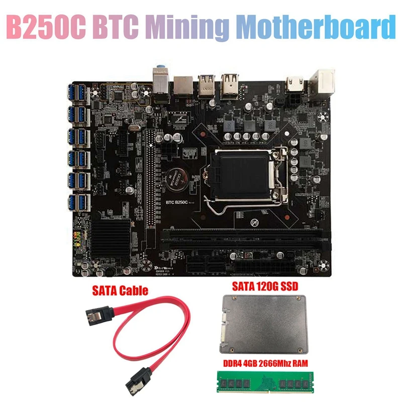 Материнская плата для майнинга BTC B250C с памятью DDR4 4 Гб 2666 МГц + 120G SSD + кабель 12xpcie на USB3.0 слот для карты LGA1151 для BTC
Материнская плата для майнинга BTC B250C с памятью DDR4 4 Гб 2666 МГц + 120G SSD + кабель 12xpcie на USB3.0 слот для карты LGA1151 для BTC