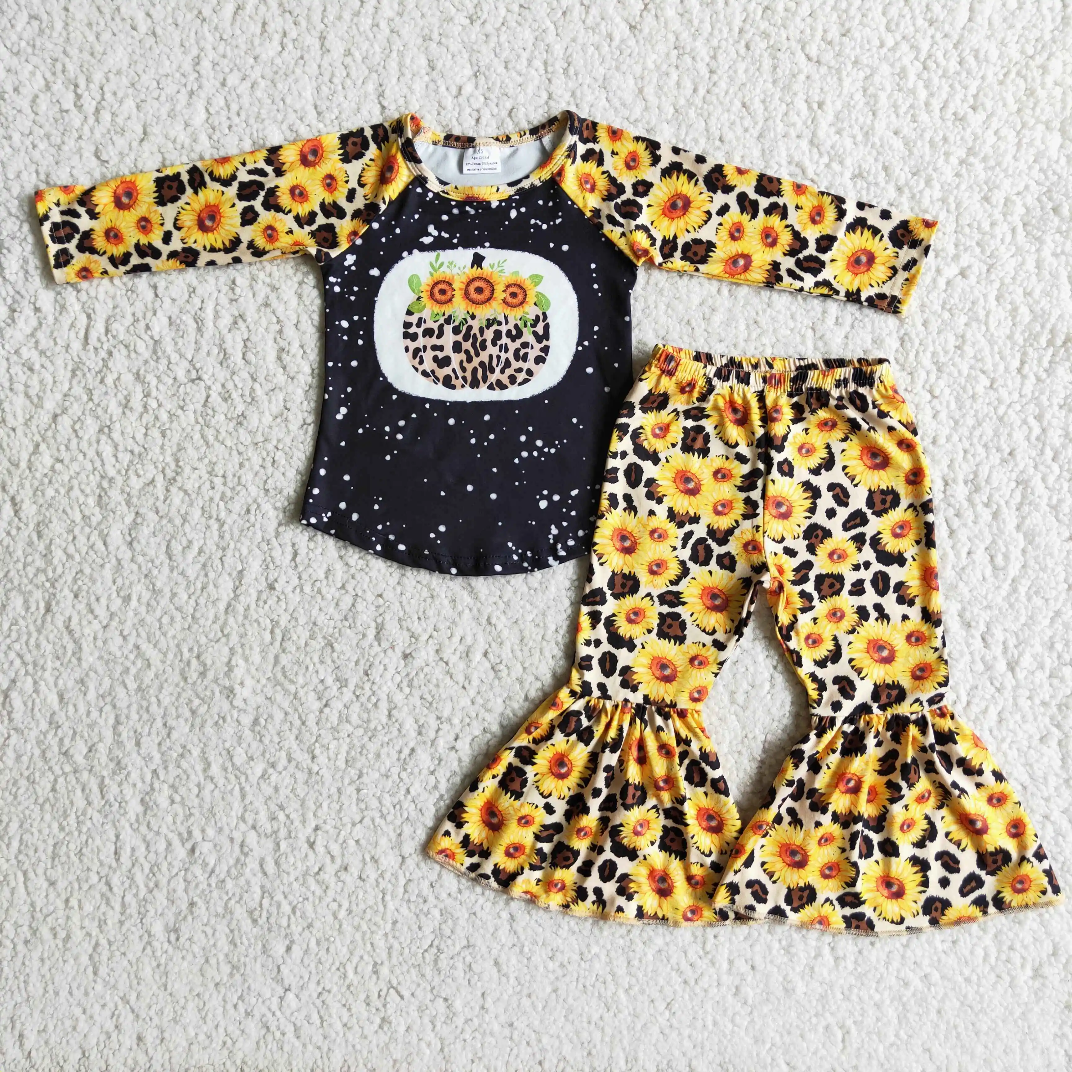 Fall/Winter Baby Girls Pumpkin Sunflower Leopard Print Top Bell Bottom Pants Set Kids Clothing
Fall/Winter Baby Girls Pumpkin Sunflower Leopard Print Top Bell Bottom Pants Set Kids Clothing