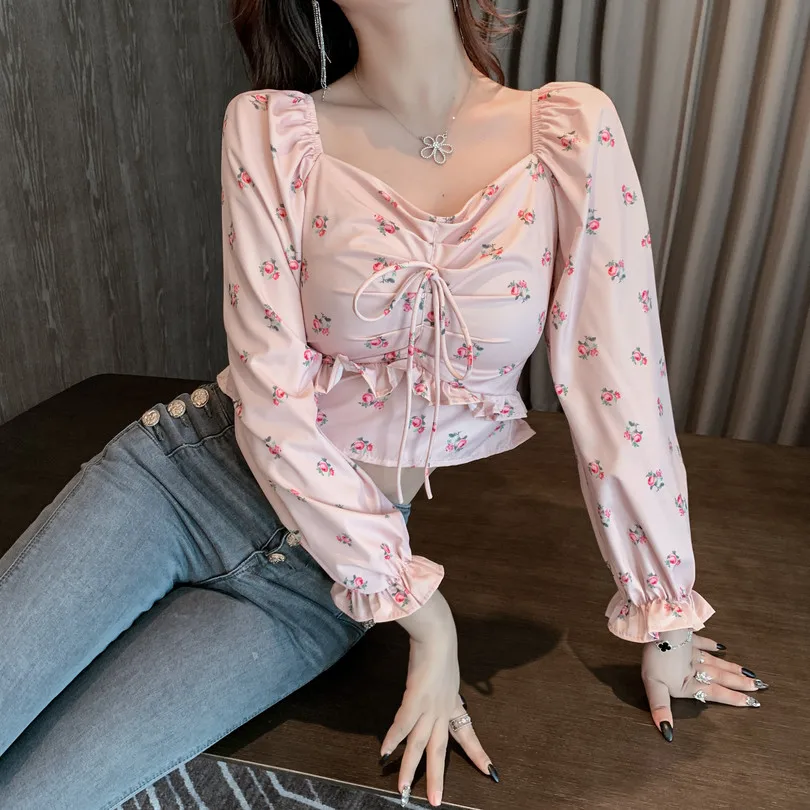 New Slim Crop Top Ladies Autumn Style Korean Clothes Print Blouses Fashion Brand Female Shirts Square Collar Women's Clothing
New Slim Crop Top Ladies Autumn Style Korean Clothes Print Blouses Fashion Brand Female Shirts Square Collar Women's Clothing