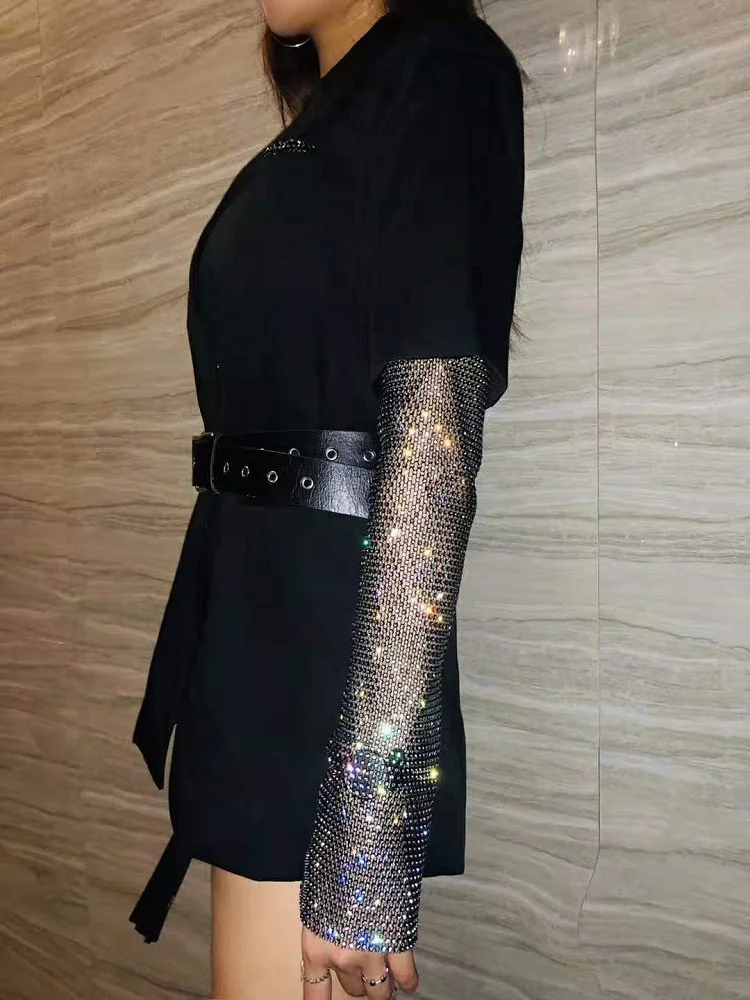 Stylish Chic Sequins Spliced Mini Dress with Belt Cool Elegant Women Notched Dresses
Stylish Chic Sequins Spliced Mini Dress with Belt Cool Elegant Women Notched Dresses