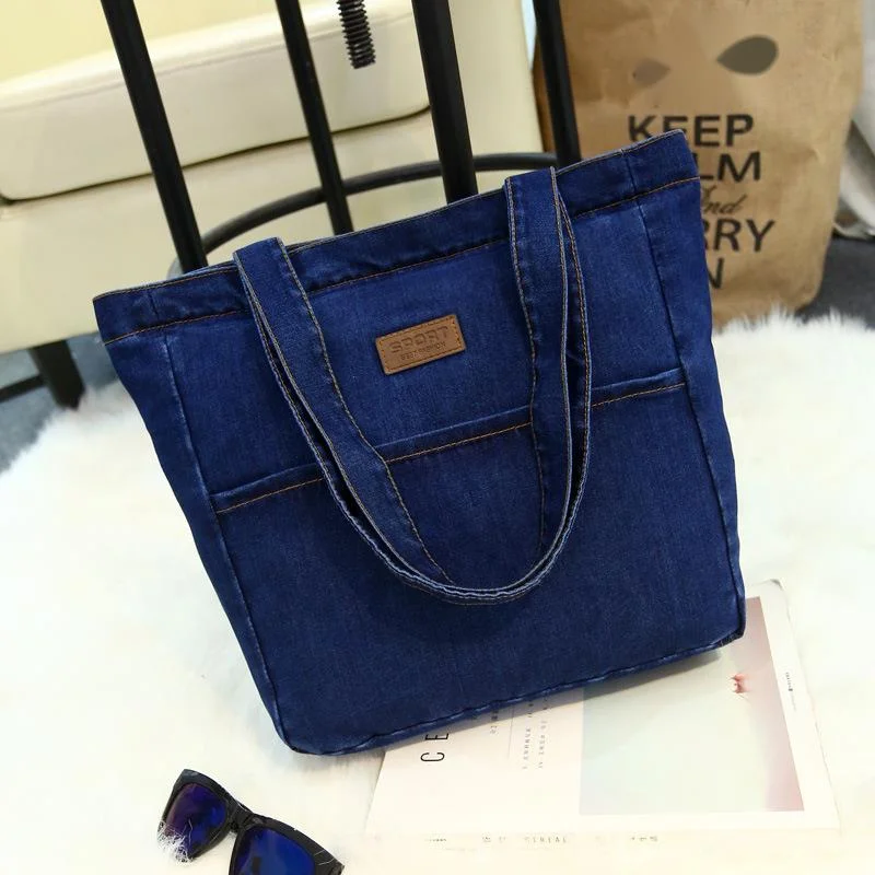 Korean version of pure color simple casual all-match denim bag shoulder bag fashion lady handbag large capacity shopping bag
Korean version of pure color simple casual all-match denim bag shoulder bag fashion lady handbag large capacity shopping bag