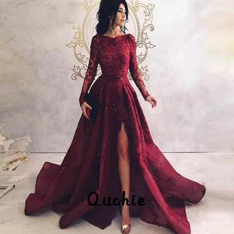 Burgundy Slit Illusion Long Sleeves Evening Dresses Sequin Special Occasion robe soiree Islamic Dubai Kaftan Saudi Arabic Prom
Burgundy Slit Illusion Long Sleeves Evening Dresses Sequin Special Occasion robe soiree Islamic Dubai Kaftan Saudi Arabic Prom