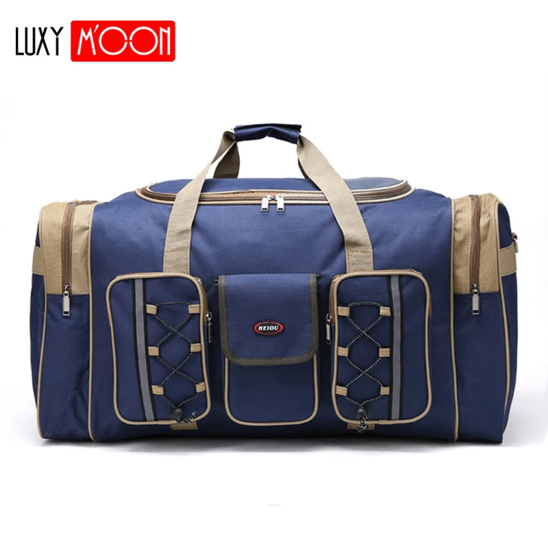

Thick Canvas Casual Duffle Bag Waterproof Mens Travel Bags Long Strap Anti-scratch Multi-pocket Large Capacity Handbags L468
