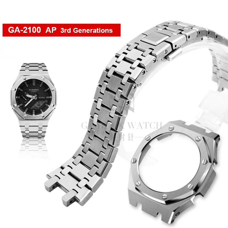 

316 Stainless Steel Strap Case for Casio G-Shock GA-2100 GA2110 GA2100 GA-2100-1A GA-2100-4A Watch Accessories Bezel Band Frame