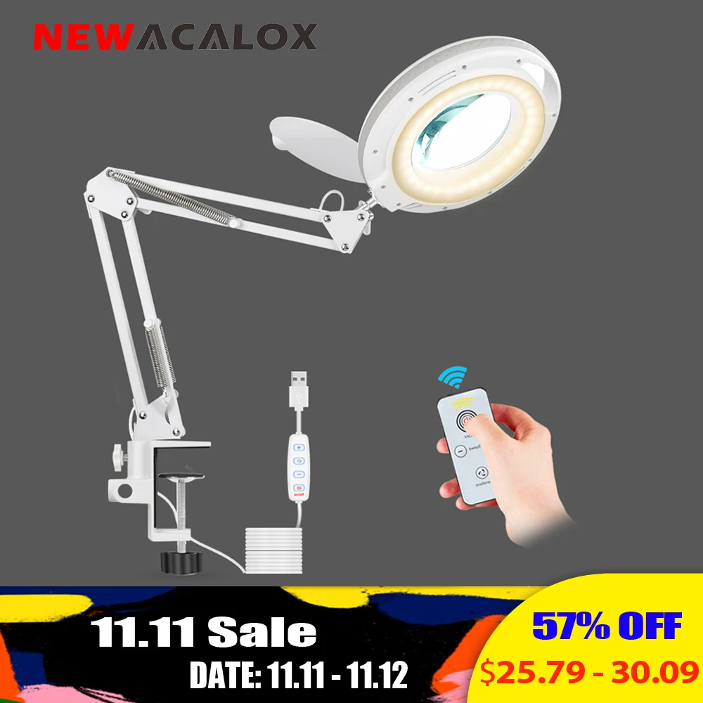 NEWACALOX Table Lamp USB 5X Magnifier Remote Control LED Magnifying Glass Light for Reading Crafts Hobby DIY Welding Third Hand
NEWACALOX Table Lamp USB 5X Magnifier Remote Control LED Magnifying Glass Light for Reading Crafts Hobby DIY Welding Third Hand
