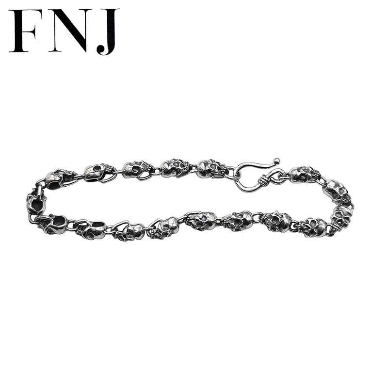 FNJ Punk Skull Bracelet 925 Silver Vintage Original Pure S925 Silver Bracelets for Women Fine Jewelry 19cm Men 21cm
FNJ Punk Skull Bracelet 925 Silver Vintage Original Pure S925 Silver Bracelets for Women Fine Jewelry 19cm Men 21cm