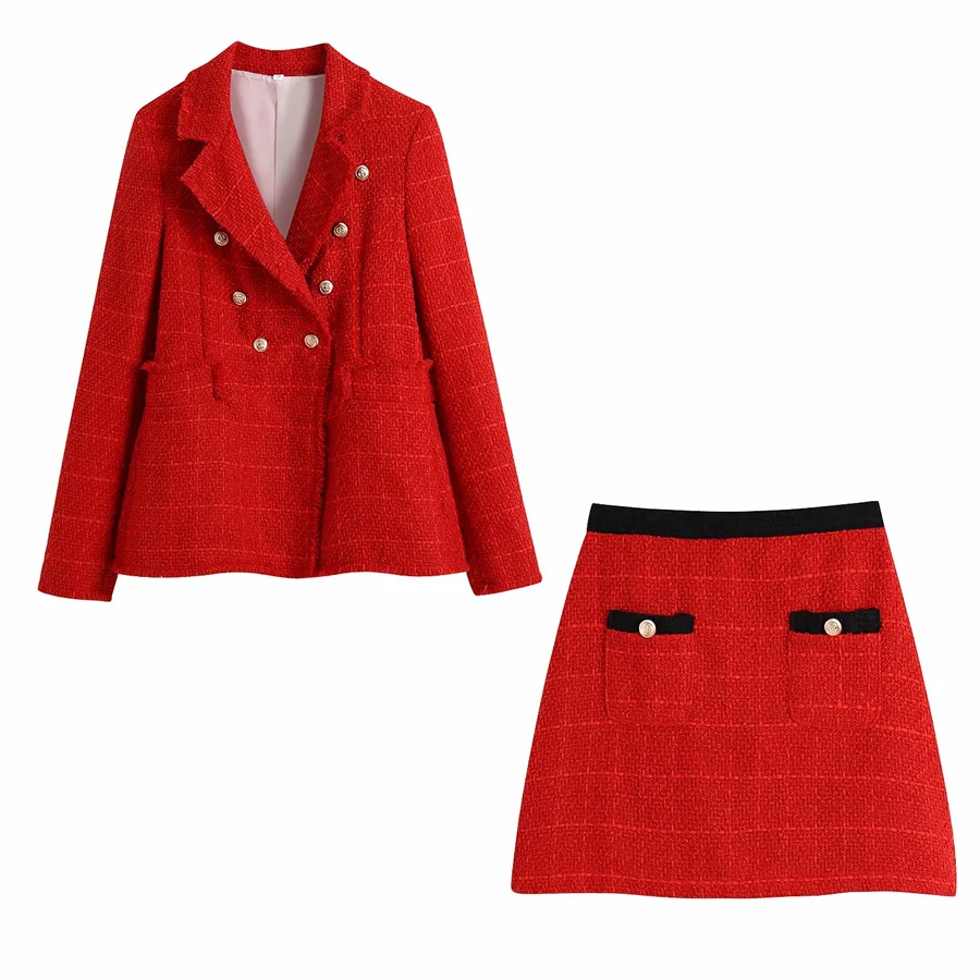 PUWD Vintage Women High Waist Skirts Suits 2021 Autumn Fashion Ladies Double Breasted Red Blazer Suits Girls Chic Two Piece Sets
PUWD Vintage Women High Waist Skirts Suits 2021 Autumn Fashion Ladies Double Breasted Red Blazer Suits Girls Chic Two Piece Sets