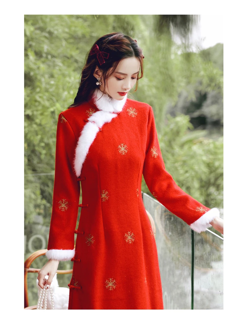 Red winter 2020 new female winter Tang suit dress autumn winter plus size clothing for women Vintage Cotton
Red winter 2020 new female winter Tang suit dress autumn winter plus size clothing for women Vintage Cotton