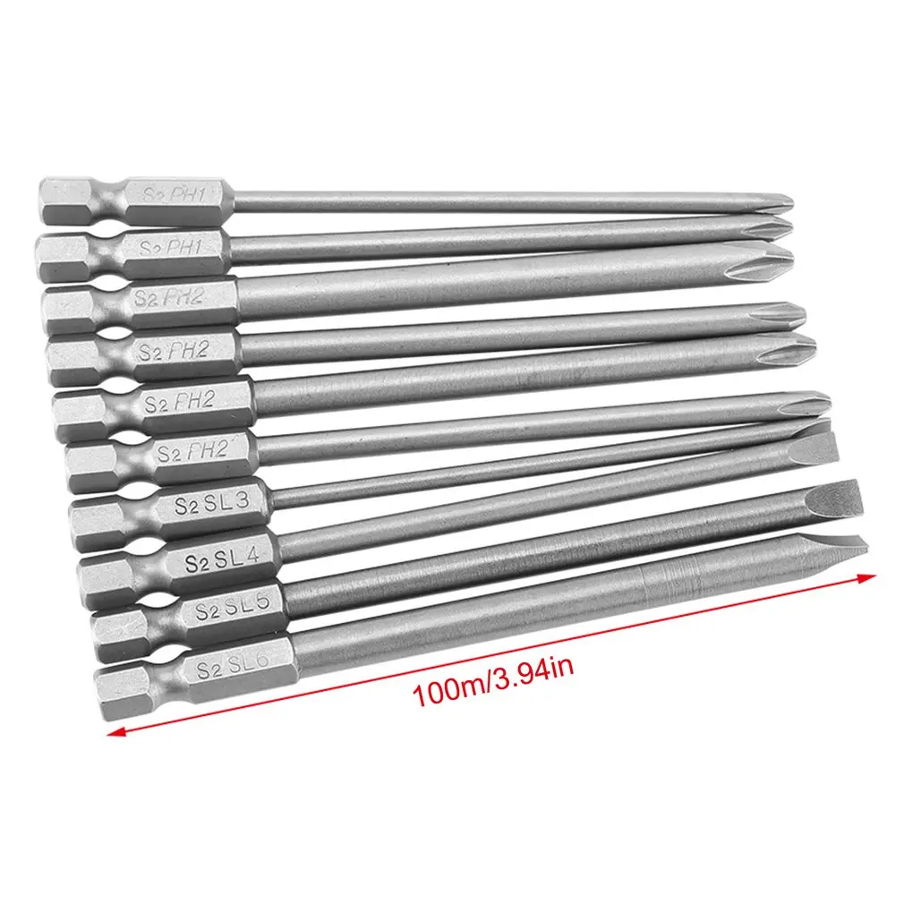 Professional 10pcs/set 100mm Alloy Steel S2 Slotted Screwdriver Bits Straight Cross Head Batches Hand Tools
Professional 10pcs/set 100mm Alloy Steel S2 Slotted Screwdriver Bits Straight Cross Head Batches Hand Tools