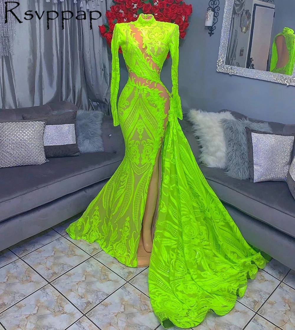 Real Picture African Style Long Sleeve Prom Dresses 2022 Sexy High Slit Sparkly Sequin Green Mermaid Party Prom Dress
Real Picture African Style Long Sleeve Prom Dresses 2022 Sexy High Slit Sparkly Sequin Green Mermaid Party Prom Dress