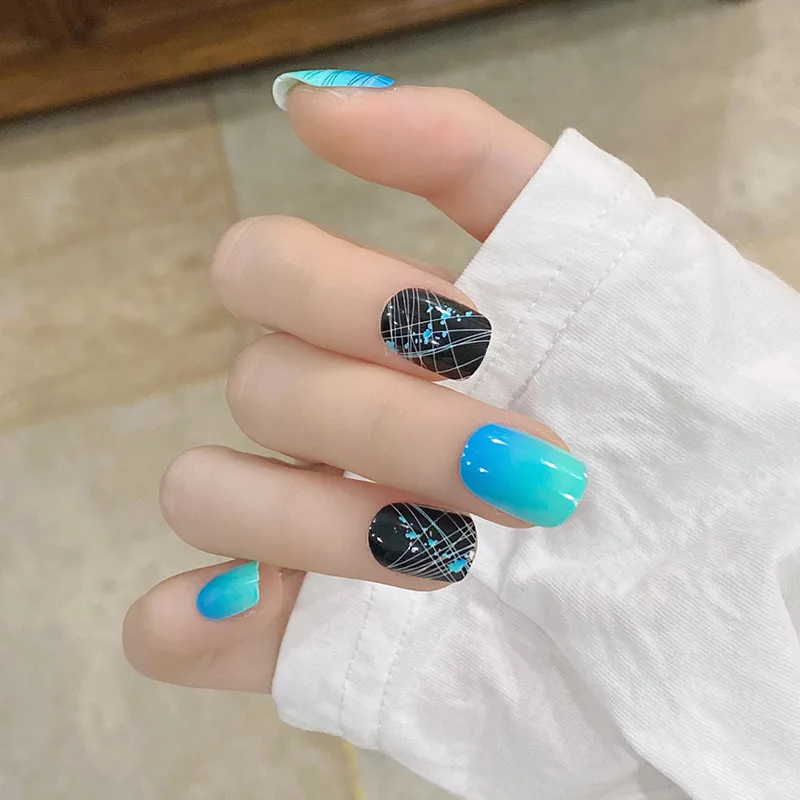 24PCS Nail Art Patch Wearing Nail Blue-green Gradient Thin Line Short Nail Patch Summer Manicure
24PCS Nail Art Patch Wearing Nail Blue-green Gradient Thin Line Short Nail Patch Summer Manicure