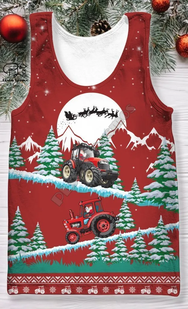 

PLstar Cosmos Merry Christmas Santa Claus Summer Tank Top Fashion Men/Women Casual 3D Printed Colorful Beach Vest Style-51
