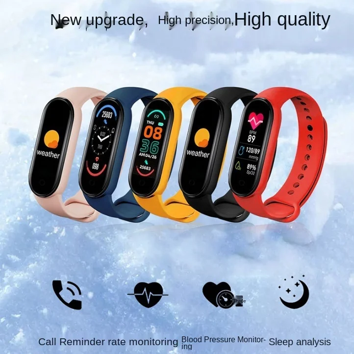 New M6 smart Bracelet Bluetooth step information call reminder heart rate smart watch Ring Gift 
New M6 smart Bracelet Bluetooth step information call reminder heart rate smart watch Ring Gift
