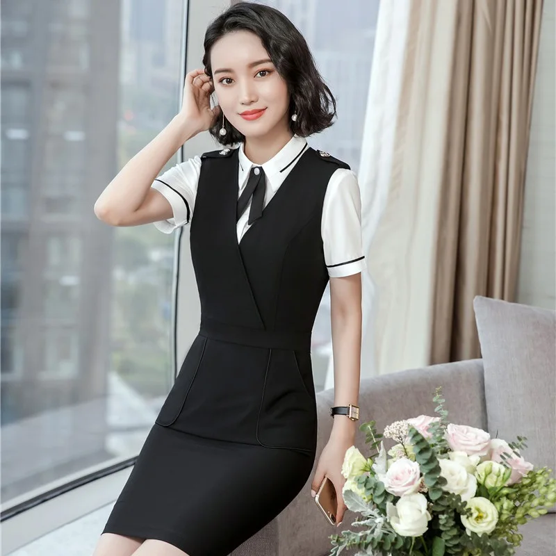 Formal Uniform Designs Two Pieces Business Suits With Dresses And Blouse For Ladies Office Work Wear Female Blazers Sets
Formal Uniform Designs Two Pieces Business Suits With Dresses And Blouse For Ladies Office Work Wear Female Blazers Sets
