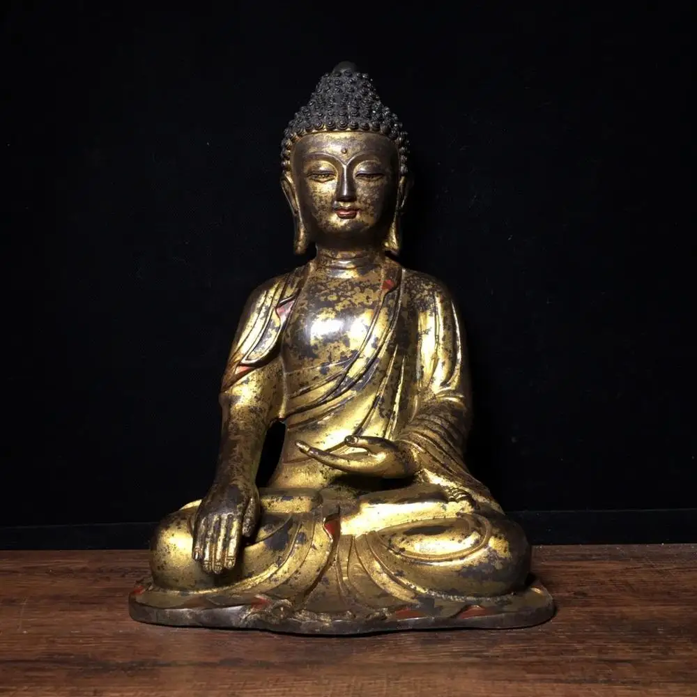 Home Decor 12"Tibet Buddhism Temple Old Bronze Gilt Cinnabars Shakyamuni Buddha Statue Amitabha Enshrine the Buddha
Home Decor 12"Tibet Buddhism Temple Old Bronze Gilt Cinnabars Shakyamuni Buddha Statue Amitabha Enshrine the Buddha