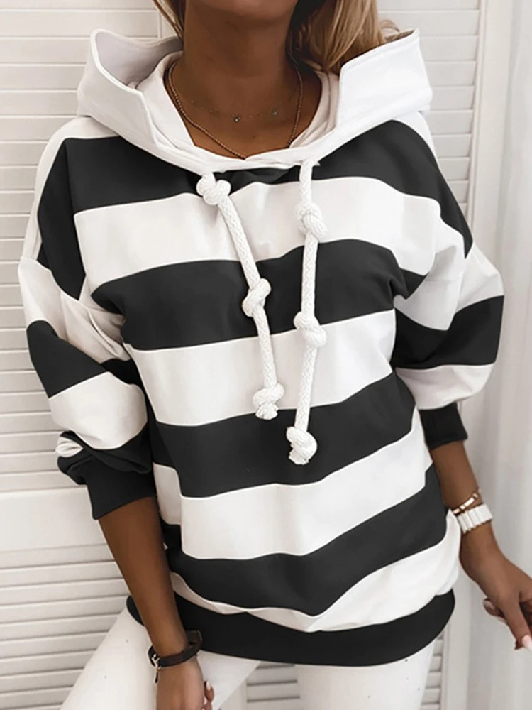 Women Stripe Hooded Sweatshirt Pocket Long Sleeve Pullover Tops Drawstring Sweatshirt Winter Harajuku Warm Hoodies Sweatshirts
Women Stripe Hooded Sweatshirt Pocket Long Sleeve Pullover Tops Drawstring Sweatshirt Winter Harajuku Warm Hoodies Sweatshirts