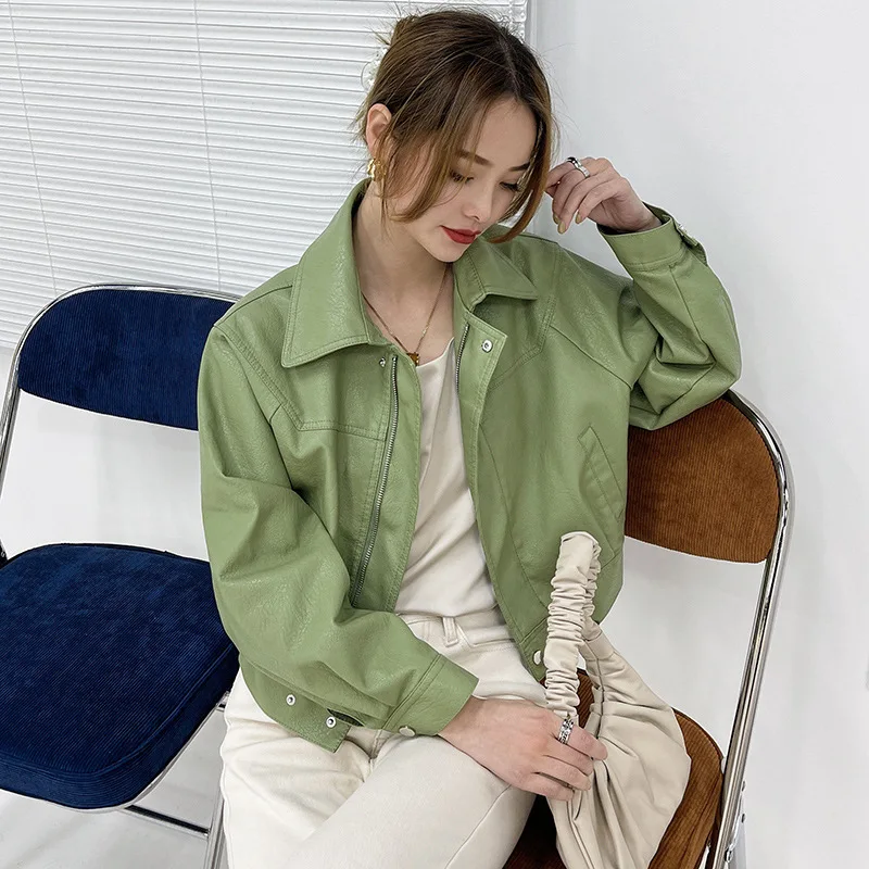 Куртка женская короткая из искусственной кожи, повседневная Байкерская верхняя одежда с отложным воротником и длинным рукавом, корейский с... 
Куртка женская короткая из искусственной кожи, повседневная Байкерская верхняя одежда с отложным воротником и длинным рукавом, корейский с...