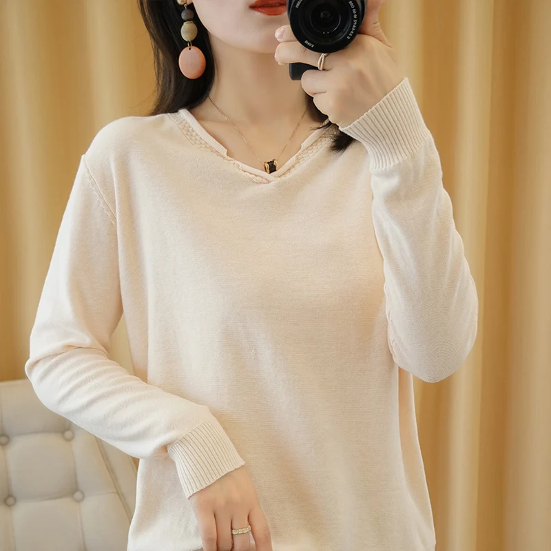 MERRILAMB 2021 Collar Flower Long Sleeve Pullover Women Casual Loose Sweater Female Pure Cotton Yarn Knitted V-Neck Jumper Tops
MERRILAMB 2021 Collar Flower Long Sleeve Pullover Women Casual Loose Sweater Female Pure Cotton Yarn Knitted V-Neck Jumper Tops