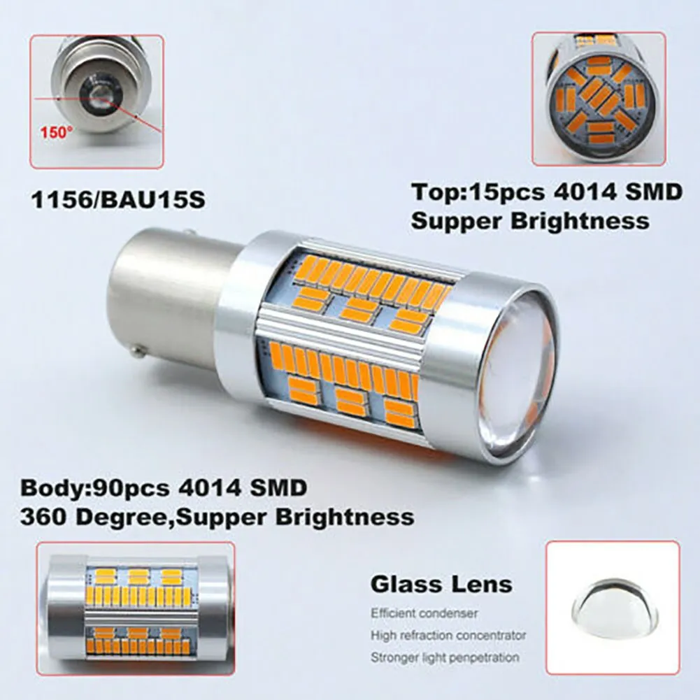4014SMD LED Bulbs 2Pcs Amber 1156 BAU15S LED 105 SMD 3000LM Car Turn Signal Reversing Lights Bulbs
4014SMD LED Bulbs 2Pcs Amber 1156 BAU15S LED 105 SMD 3000LM Car Turn Signal Reversing Lights Bulbs