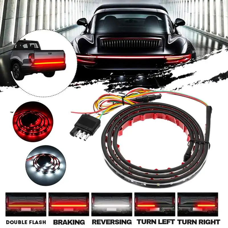 49 Inches Car 72 LED Tailgate DRL Flexible Strip Light Brake Turn Signal Lamp Bar for Truck Rear Tail Running Reverse Lights
49 Inches Car 72 LED Tailgate DRL Flexible Strip Light Brake Turn Signal Lamp Bar for Truck Rear Tail Running Reverse Lights
