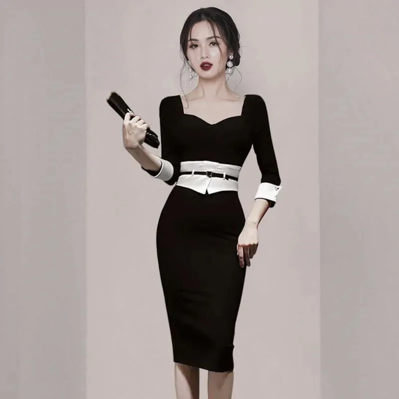 Women 2022 Autumn Winter Vintage Elegant Square Collar One-Piece Dresses Female Business Formal Career Fitted Pencil Dress J42
Women 2022 Autumn Winter Vintage Elegant Square Collar One-Piece Dresses Female Business Formal Career Fitted Pencil Dress J42