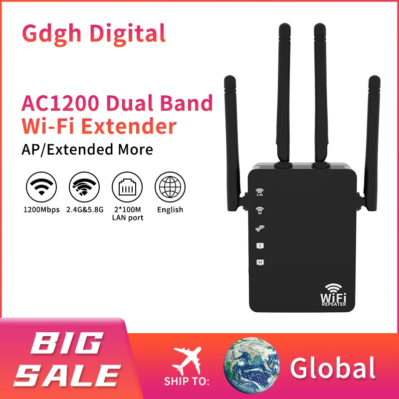2.4G/5.8G Wifi Amplifier Wifi Repeater 1200Mbps Wifi Router Long Range Extender Home Wifi Signal Booster With 1*100M Lan Port
2.4G/5.8G Wifi Amplifier Wifi Repeater 1200Mbps Wifi Router Long Range Extender Home Wifi Signal Booster With 1*100M Lan Port