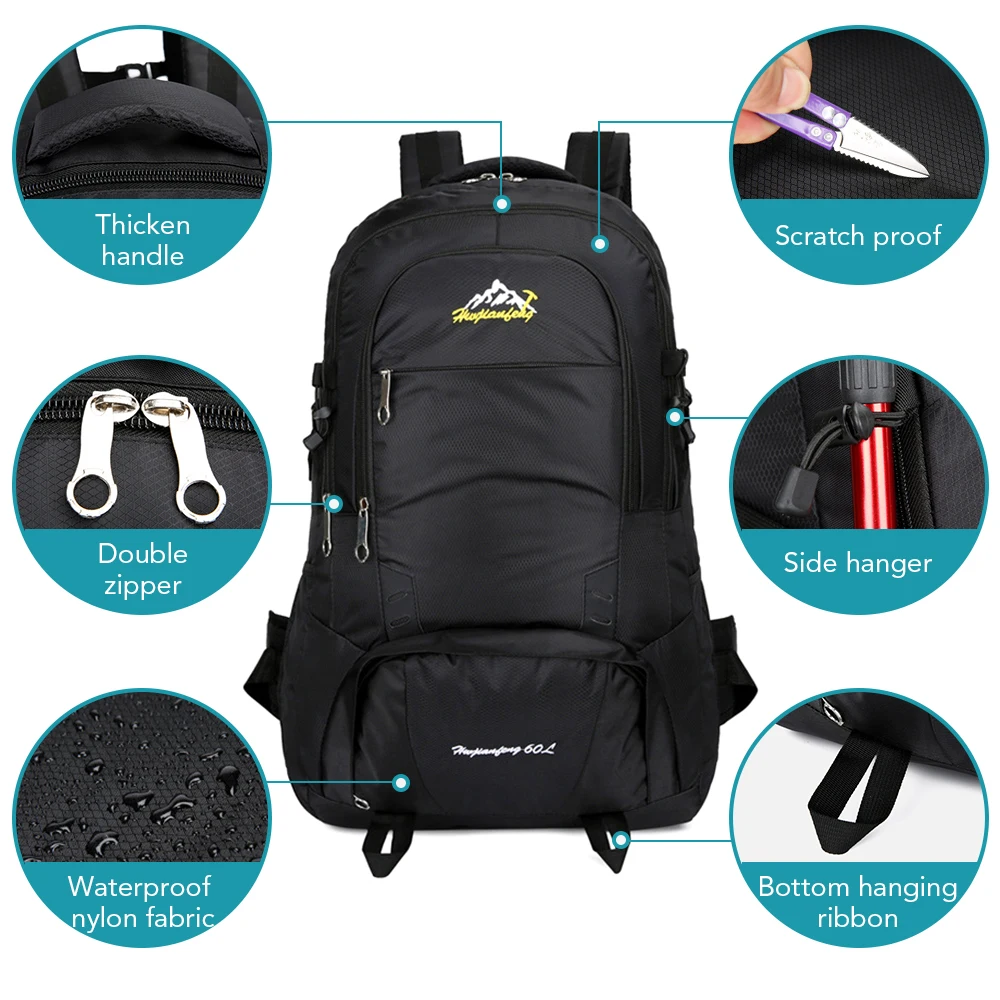 60L Outdoor Camping Backpack Waterproof Trekking Backpack Large Capacity Hiking Cycling Climbing Sports Backpack for Men Women
60L Outdoor Camping Backpack Waterproof Trekking Backpack Large Capacity Hiking Cycling Climbing Sports Backpack for Men Women