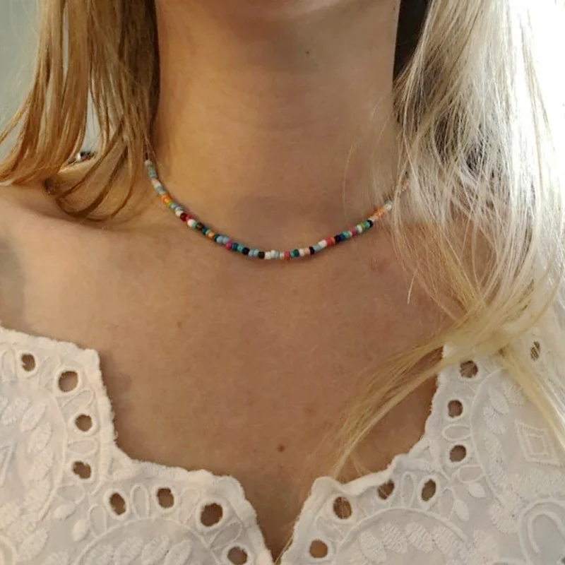 Colorful Rice Bead Necklace Bohemian Handmade Fashion Short Women's Neck Chain Collar Choker Jewelry Making Christmas Gift 2021
Colorful Rice Bead Necklace Bohemian Handmade Fashion Short Women's Neck Chain Collar Choker Jewelry Making Christmas Gift 2021