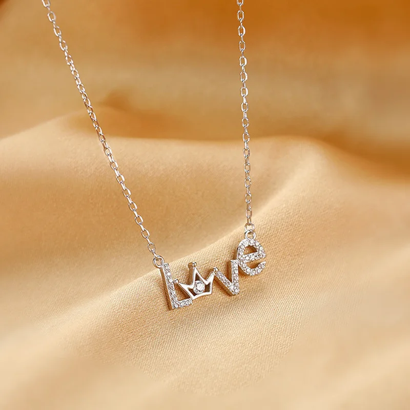925 Sterling Silver Zircon Letter Love Crown Shape Charm Pendants Necklaces For Women Girls Birthday Wedding Jewelry Choker jklf
925 Sterling Silver Zircon Letter Love Crown Shape Charm Pendants Necklaces For Women Girls Birthday Wedding Jewelry Choker jklf