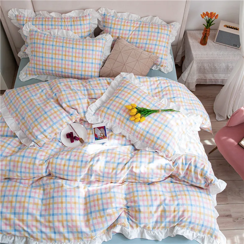 Plaid Bedding Set Floral Printed Ruffle Bed Linen Cotton Bedspread Pillowcase Duvet Cover US King Queen Size Bedding Sets 4Pcs
Plaid Bedding Set Floral Printed Ruffle Bed Linen Cotton Bedspread Pillowcase Duvet Cover US King Queen Size Bedding Sets 4Pcs