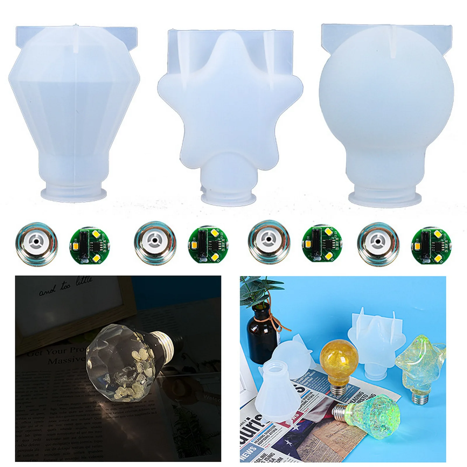 3 Styles Silicone Bulb Mold For Epoxy Resin Set Round Craft LED Bulbs Making Tool Home Decorations Mould
3 Styles Silicone Bulb Mold For Epoxy Resin Set Round Craft LED Bulbs Making Tool Home Decorations Mould