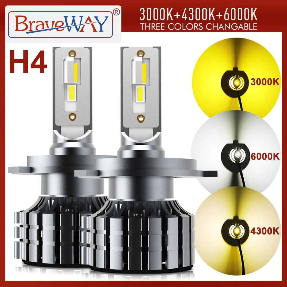 BraveWay 3000K+4300K+6000K H4 LED Headlight for Car Lamps H4 LED Canbus Bi-LED H4 Light Bulbs 12V 12000LM 3 Colors White Yellow 
BraveWay 3000K+4300K+6000K H4 LED Headlight for Car Lamps H4 LED Canbus Bi-LED H4 Light Bulbs 12V 12000LM 3 Colors White Yellow