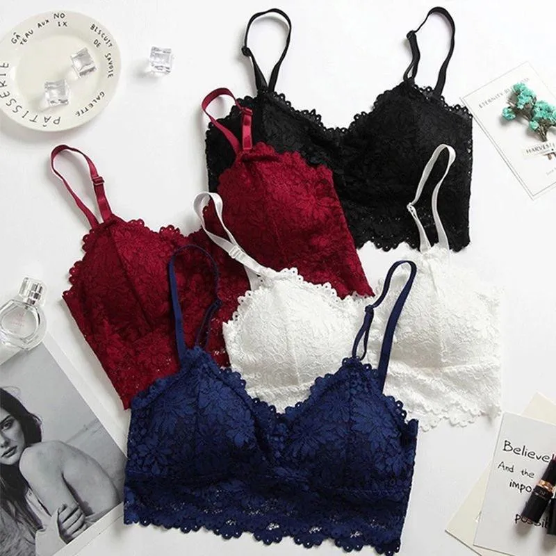Women Lace Tube Tops Bra Ladies Underwear Female Anti-glare Bra Girls Chest Wrap Bandeau Adjusted Straps Brassiere 4 Colors 
Women Lace Tube Tops Bra Ladies Underwear Female Anti-glare Bra Girls Chest Wrap Bandeau Adjusted Straps Brassiere 4 Colors