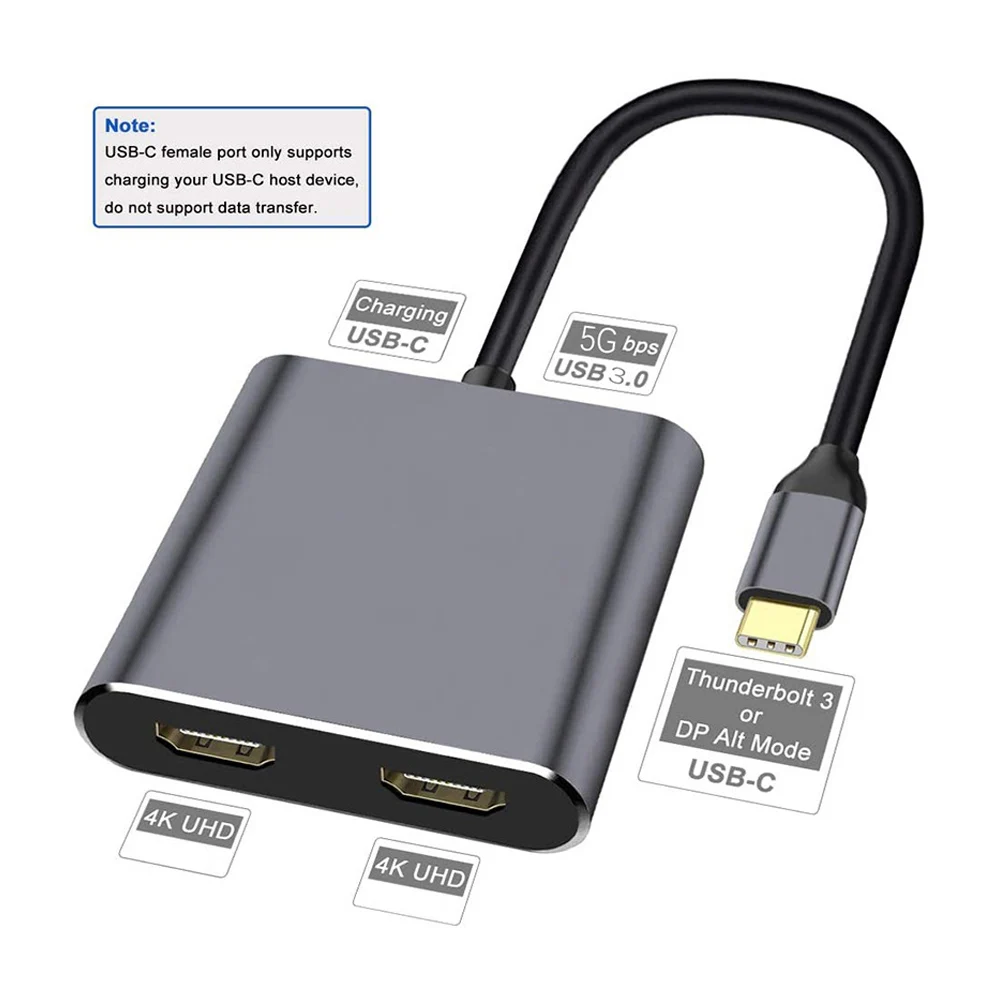 USB C Hub 4 in 1 Aluminum Alloy Multiport Splitter USB Type C to 2 4K HDMI-Compatible Ports USB 3.0 PD Adapter for MacBook Pro
USB C Hub 4 in 1 Aluminum Alloy Multiport Splitter USB Type C to 2 4K HDMI-Compatible Ports USB 3.0 PD Adapter for MacBook Pro